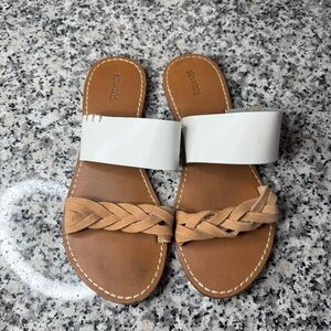 Soludos Anthropologie Women's Sandals with Tan Braided and White Straps Size 8.5